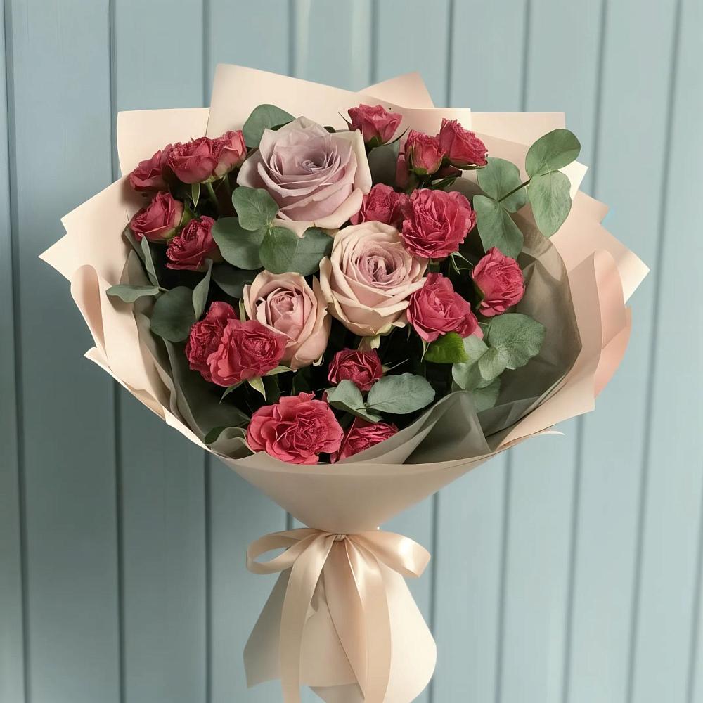 Букет цветов из: Гвоздики и Розы в Райки