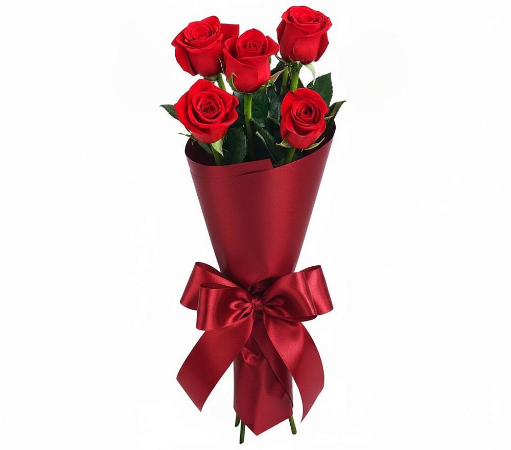 Букет 5 Красных роз Эдлесс Лав в Райки