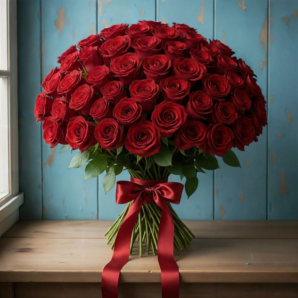 Букет Красные розы Блэк Меджик в Райки