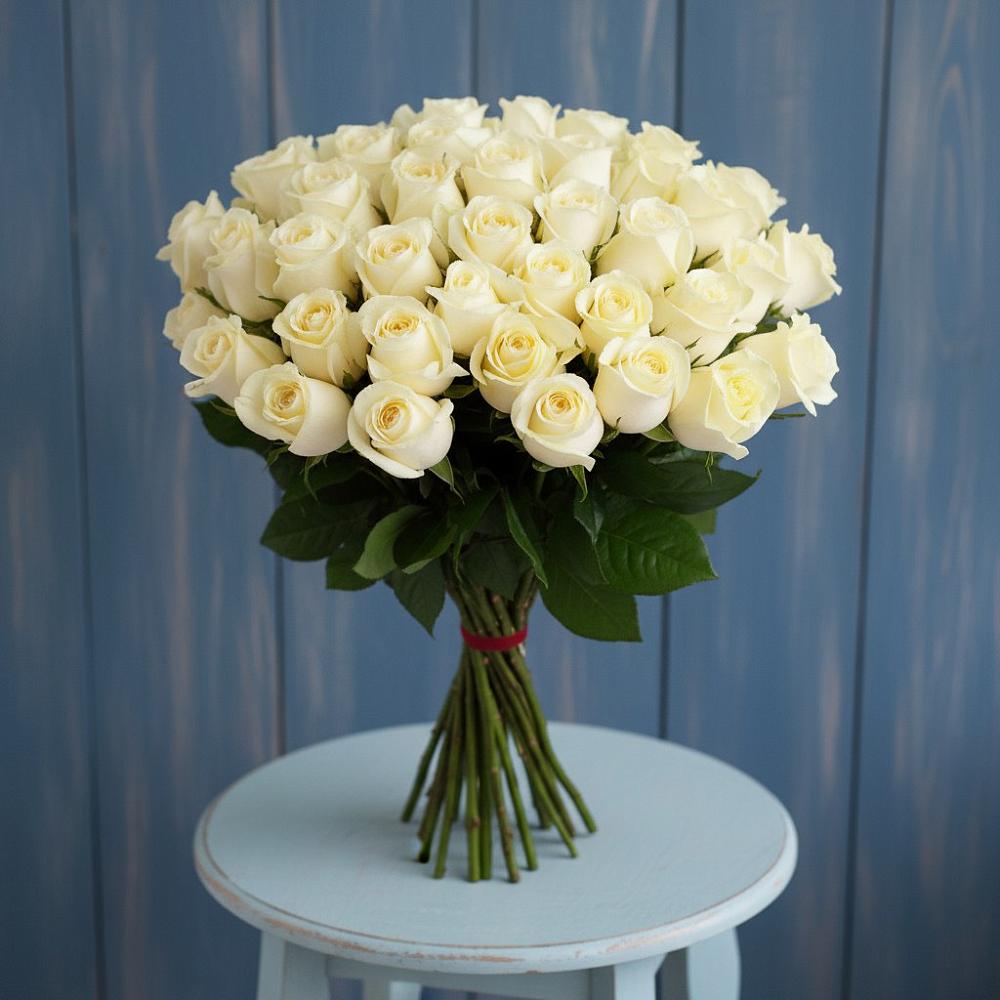 Букет 51 Белая роза Эдлесс Лав в Райки