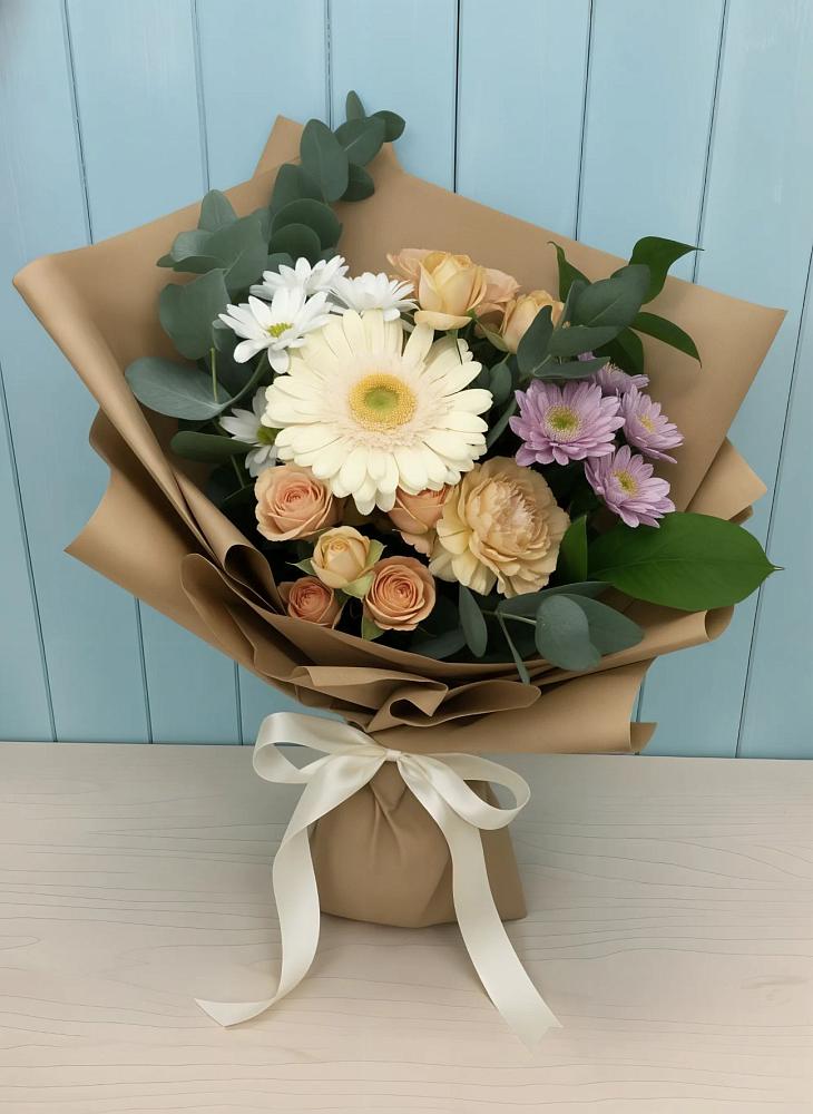 Букет цветов из: Герберы и Хризантемы в Райки