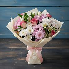 Букет цветов из:  Хризантемы, Альстромерии и Розы #REPLACE_PRED# Райки