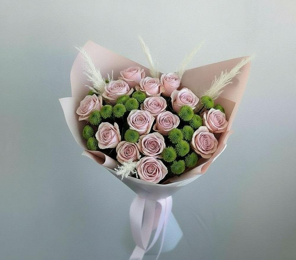 Букет цветов из: Розы и Хризантемы в Райки